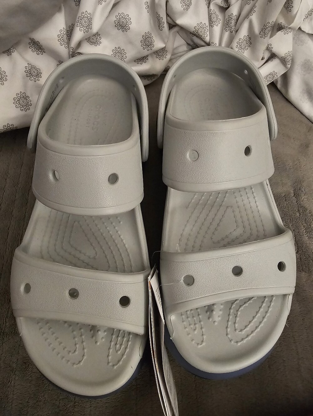CROCS Light Gray Dual-Strap Slide Sandals
